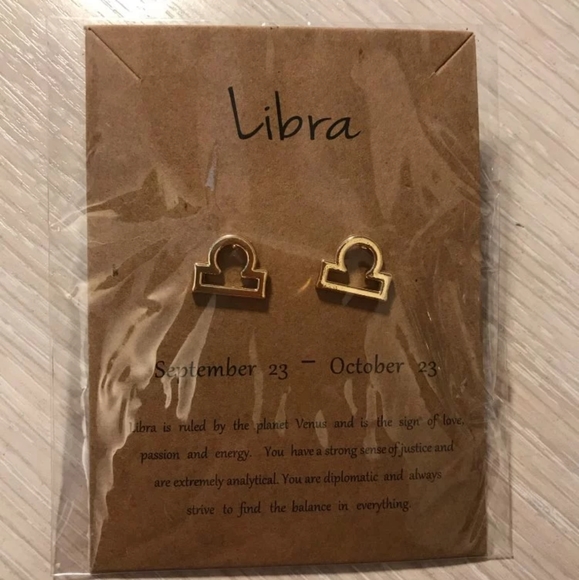 FREE! (w/purch) Zodiac stud earrings gold birth month - Picture 6 of 8